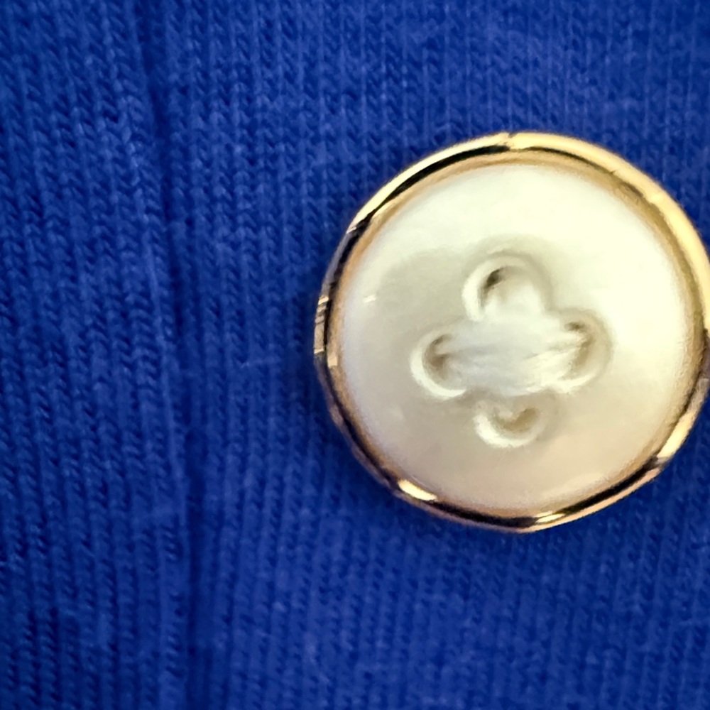 Women's Flowing V-Neck Tunic with Button Front - Royal Blue - Picture 3 of 3